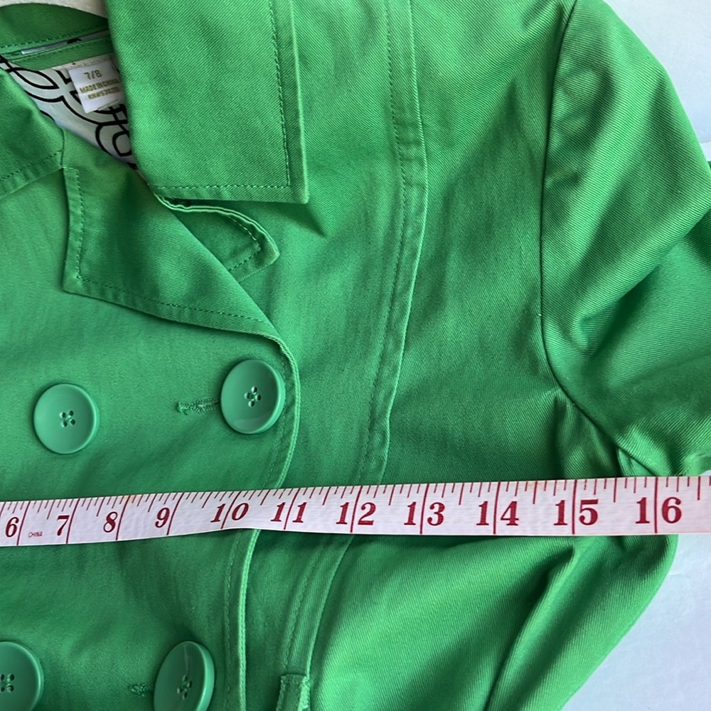 Green Trench Coat Double Breasted KC Parker Size 7 - 8  Vintage Wicked NWT - Picture 5 of 11